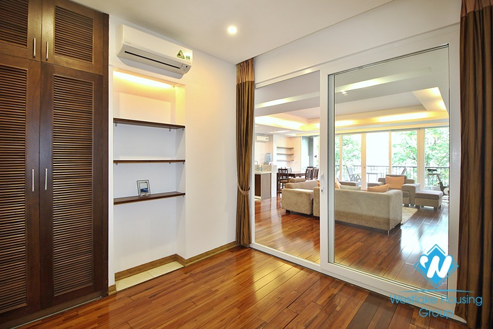 Lake view three bedrooms apartment for rent in Quang Khanh st, Tay Ho